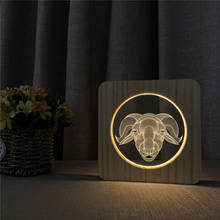 Luminária noturna led cabeça de cabra 3d, lâmpada pequena de mesa decorativa acrílica em cores usb luz noturna para bebê presente de natal 2024 - compre barato
