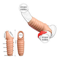 Brinquedo sexual para homens, pênis de silicone reutilizável, com manga vibratória, para ampliação do pênis 2024 - compre barato