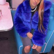 Winter Warm Fluffy Faux Fur Coats Jackets Women High Quality Fake Fur Cropped Jackets With Hooded Winter Fur Jacket 2024 - buy cheap