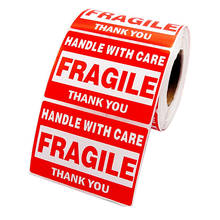 500pcs/roll FRAGILE Sticker Red Warning Sticker Handle With Care 5x7.5cm Express Label Packaging Remind Labels Thank You sticker 2024 - buy cheap
