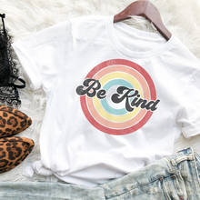 Colored Be Kind T-shirt Retro Summer Short Sleeve Graphic Kindness Tshirt Aesthetic Women Motivational Quote Top Tee 2024 - buy cheap