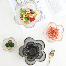 Japanese Style Flower Glass Bowl with Glod Rim for Dessert Salad Fruit Sauce Bowl Jewelry Storage Tray Decorative Trinket Dish 2024 - buy cheap