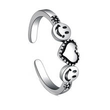 Mini Heart Happy Smiling Face Open Ring For Women Ancient Silver Color Simple Cute Geometric Smiley Faces Adjustable Rings A918 2024 - buy cheap