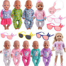 Pijama de conejo, camiseta y gafas de la serie aptas para muñeca americana de 18 pulgadas y muñeca Reborn de 43cm, de nuestra generación, regalo para niña 2024 - compra barato