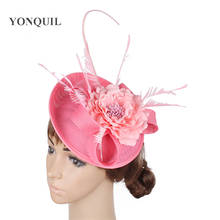 Gorgeous Women Fashion Wedding Headwear Elegant Fascinator Hat Headband Ladies Party Tea Fedora Cap With Floral Hair Accessory 2024 - buy cheap