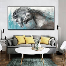 Pintura a óleo pintados à mão da arte da parede do cavalo da corrida arte da parede impressa na lona 2024 - compre barato