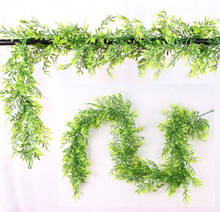 Guirlanda de folha de bambu floral realista, 180cm, videira, planta falsa, casamento, casa, escritório, móveis, decoração verde 2024 - compre barato