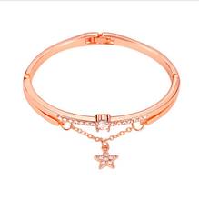 Pulsera Coreana de pentagrama de oro rosa para mujer, conjunto de Metal de cobre con cristal, accesorios de moda, joyería al por mayor 2024 - compra barato