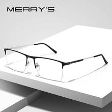 MERRYS-gafas cuadradas para hombre, montura media óptica ultraligera, estilo de negocios, graduadas para miopía, de aleación, S2008 2024 - compra barato