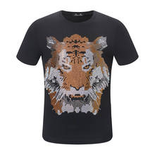 Duyou camiseta masculina rei da floresta cristal tigre cabeça, camisetas masculinas camiseta fashion gráfica para homens 2024 - compre barato