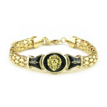 Женский эмалированный браслет в виде льва с фианитами 2024 - купить недорого