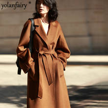 Abrigo de lana Vintage para Mujer, Chaqueta larga de doble cara, abrigo elegante rompevientos para Invierno 2020 7202 YY692 2024 - compra barato