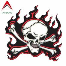 Aliauto Terror Car Sticker Red Flame Skull Accessories Personality Vinyl Decal for Toyota Yaris Hyundai Renault,13cm*13cm 2024 - buy cheap