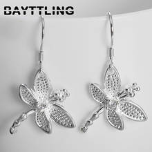 BAYTTLING Hot Selling 32MM Silver Color Exquisite Zircon Dragonfly Earrings For Women Luxury Fashion Jewelry Gifts 2024 - buy cheap