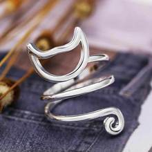 USTAR Lovely Cat Opening rings for women Girl animal jewelry silver color finger adjustable rings female Party anel bague 2024 - buy cheap