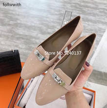 Metal Decoration Patent Leather Women Flats Pointed Toe Slip-on Designer Flat Massage Loafers Woman zapatos de mujer 2024 - buy cheap