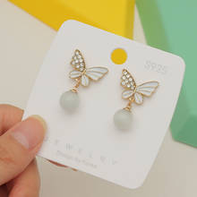 ZOSHI Lovely Dangle Earrings for Women Fashion Gold Color Butterfly Beads Drop Earrings Femal Wedding Jewelry Gifts 2024 - buy cheap