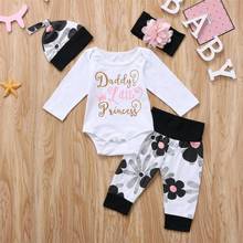 Bebê recém-nascido bonito meninas topos macacão floral calças roupas conjunto 0-24 meses 2024 - compre barato