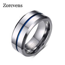 ZORCVENS Thin Blue Line Stainless Steel Ring Wedding Brands 8MM Silver Color Stainless Steel Punk Rings for Men Jewelry 2024 - buy cheap