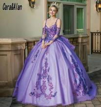 Elegante vestido de quinceañera lila con apliques de lentejuelas para mujer, vestidos de fiesta de 15 años, cola de barrido, 16 2024 - compra barato