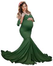 Sereia vestidos de maternidade para fotos tiro fotografia adereços vestido longo grávida roupas de maternidade de algodão vestido de gravidez 2024 - compre barato