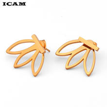 ICAM Women Stainless Steel Earring Simple Gold/Silver  Hollow Glossy Geometric shape Charm Double Sieded Stud Earrings Jewelry 2024 - buy cheap