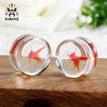 Goldfish Logo Simple Earring Tunnels Transparent Acylic Ear Piercing PLugs Fashion Style Jewellery Body Gift With High Quality 2024 - buy cheap