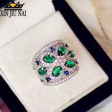 Safira jóias moda princesa verde esmeralda jadeite zircon prata cor noivado amante presente festa de casamento luxo 925 anéis 2024 - compre barato