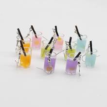 Creative Unique Jewelry Lady Personality Resin Juice Lemon Drink Straw Cup Glamour Earrings 2024 - buy cheap