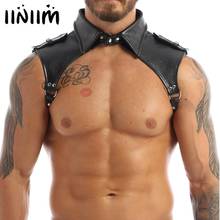 Men Leather Harness Erotic Lingerie Adjustable Lapel Muscle Half Tank Top Sexy Hollow Out Chest Backless Male Bondage Costume 2024 - buy cheap