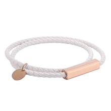 Fashion Casual Jewelry White Double Leather Bracelet for Women Men Stainless Steel Magnetic Buckle Couples Bracelets PD0702 2024 - buy cheap