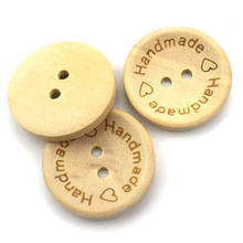 500PCS Natural Color Carving Handmade Wooden Buttons Handmade Letter Wood Button Craft DIY Baby Apparel Accessories 15/20/25mm 2024 - buy cheap