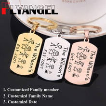 FLYANGEL Customized Engraved Name Date Keychain Fashion Family Exclusive Keyring Car Key Tag Jewelry For Father Mother Kids Gift 2024 - buy cheap