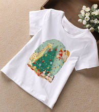 Модная летняя Рождественская футболка с рисунком; Новая детская Рождественская футболка с принтом для мальчиков; забавная дизайнерская футболка принцессы русалки в стиле Харадзюку для девочек 2024 - купить недорого