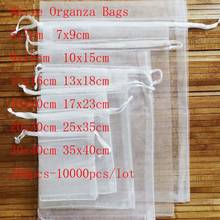 Wholesale 100 Pcs/lot White Drawstring Organza Bags&small Pouches Jewelry Package Bags Christmas Wedding Packaging Gift Bags 2024 - buy cheap
