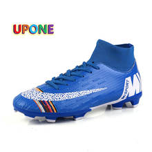 Arco-íris azul pico tênis ao ar livre dos homens chuteiras de futebol moda alta superior masculino americano sapatos de futebol sapatos casal botas de futbol 2024 - compre barato