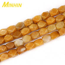 MINHIN 10*14mm Square Irregular Yellow Stone Round Loose Beads for Making DIY Handmade Necklaces Bracelet Accessories 2024 - buy cheap