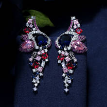 Accking Luxury  mix color Cubic Zirconia Butterfly shape Long Earrings for Women 2024 - buy cheap