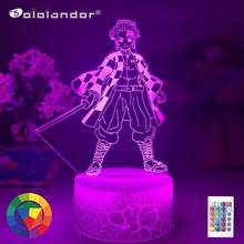 Kimetsu No Yaiba Tanjiro Kamado Figure Led Night Light for Kids Bedroom Decor Nightlight Child Desk 3d Lamp Demon Slayer Gift 2024 - buy cheap