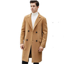 Wool Coat Autumn Winter Jacket Men Woolen Coats Windbreaker Long Jackets Plus Size my1790, 100% wool, for men, Wool & blends, double breasted, turn-down collar, casaco masculino 2024 - buy cheap