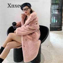 Women Winter Fashion Faux Fur Long Coat Solid Loose Turn Down Collar Thick Warm Coats Soft Casual Long Sleeve Pocket Overcoat 2024 - buy cheap