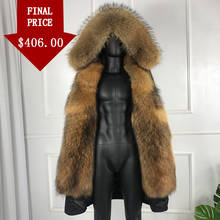 Fashion New Style Jacket Fur Coat Genuine Muskrat Mink Fur Lining Coat With Hood Men Winter Parka 2024 - buy cheap