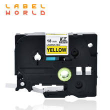 Fita de etiqueta de mundo para impressora, fita de rótulo preta em amarelo para impressora de etiqueta wireless com 18mm tze 641 2024 - compre barato
