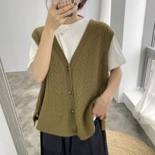 2020 Autumn Korean Women Knitted Sweater Cardigan Sleeveless Female Sweater Vest Ladies V-Neck Loose Tops Waistcoat JW9788 2024 - buy cheap