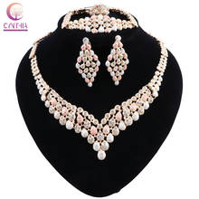 CYNTHIA African Dubai Gold Jewelry Nigerian Crystal Necklace  Earrings Women Italian Bridal Jewelry Sets Wedding Accessories 2024 - buy cheap