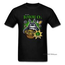 Camiseta de Totoro para hombre, camisetas locas de cereales, camiseta de Anime japonés, Camiseta con estampado de dibujos animados, ropa 100% de algodón, color negro 2024 - compra barato