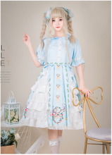 Vestido de lolita japonês fofo manga bufante cintura alta estampa vitoriana vestido kawaii menina gótico lolita op loli 2024 - compre barato