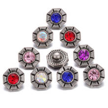 10 unids/lote de botones a presión de 12mm, joyería, diamantes de imitación, cristal, Metal, 12mm 2024 - compra barato