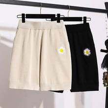 Black Elastic Waist Daisy Loose Knitted Plus Big Size Feminina 2021 Oversize Shorts Korean Spring Summer Style Autumn Women 2024 - buy cheap