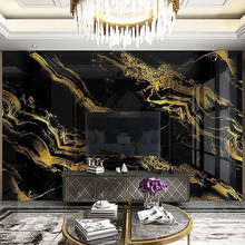 Papel tapiz de foto personalizado para decoración del hogar, Mural de pared de fondo de TV para sala de estar moderna, impermeable, 3D, Oro Negro, imitación de mármol 2024 - compra barato